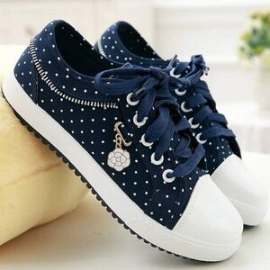 New Flat Denim Shoes for Women Casual Sports Board Sneakers Royal Blue Size 9